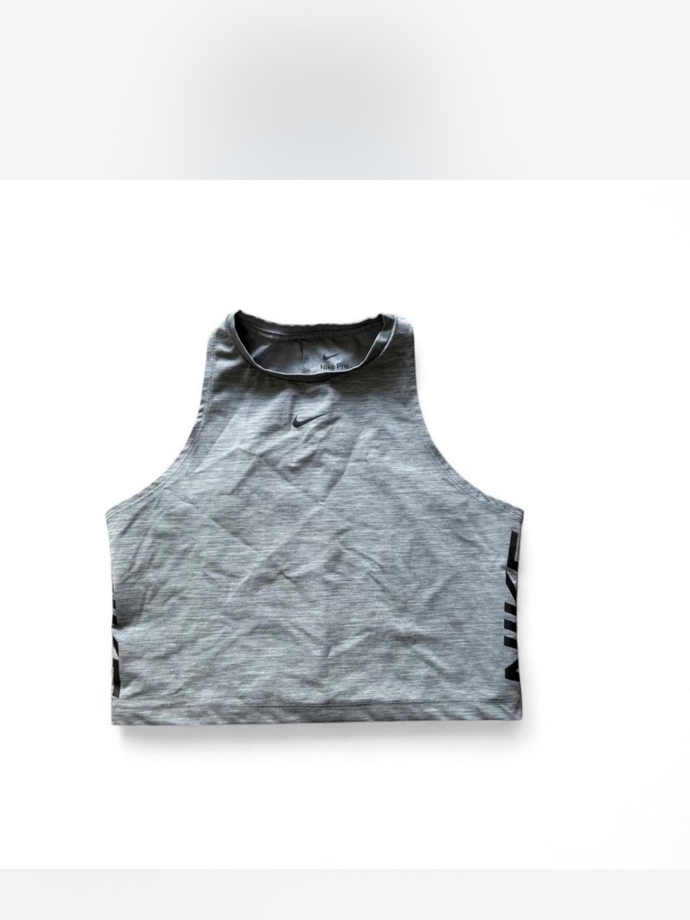 Nike Heather Gray Crop Tank with Subtle Swoosh